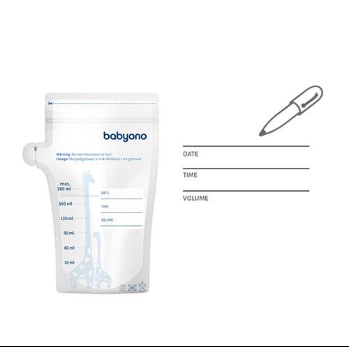BabyOno Breast milk bags 180ml 30pcs-Qese per ruajtjen e qumeshtit te gjirit