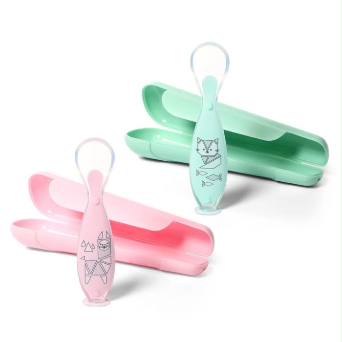 BabyOno – Lugë silikoni me kapak për bebe 6m+
