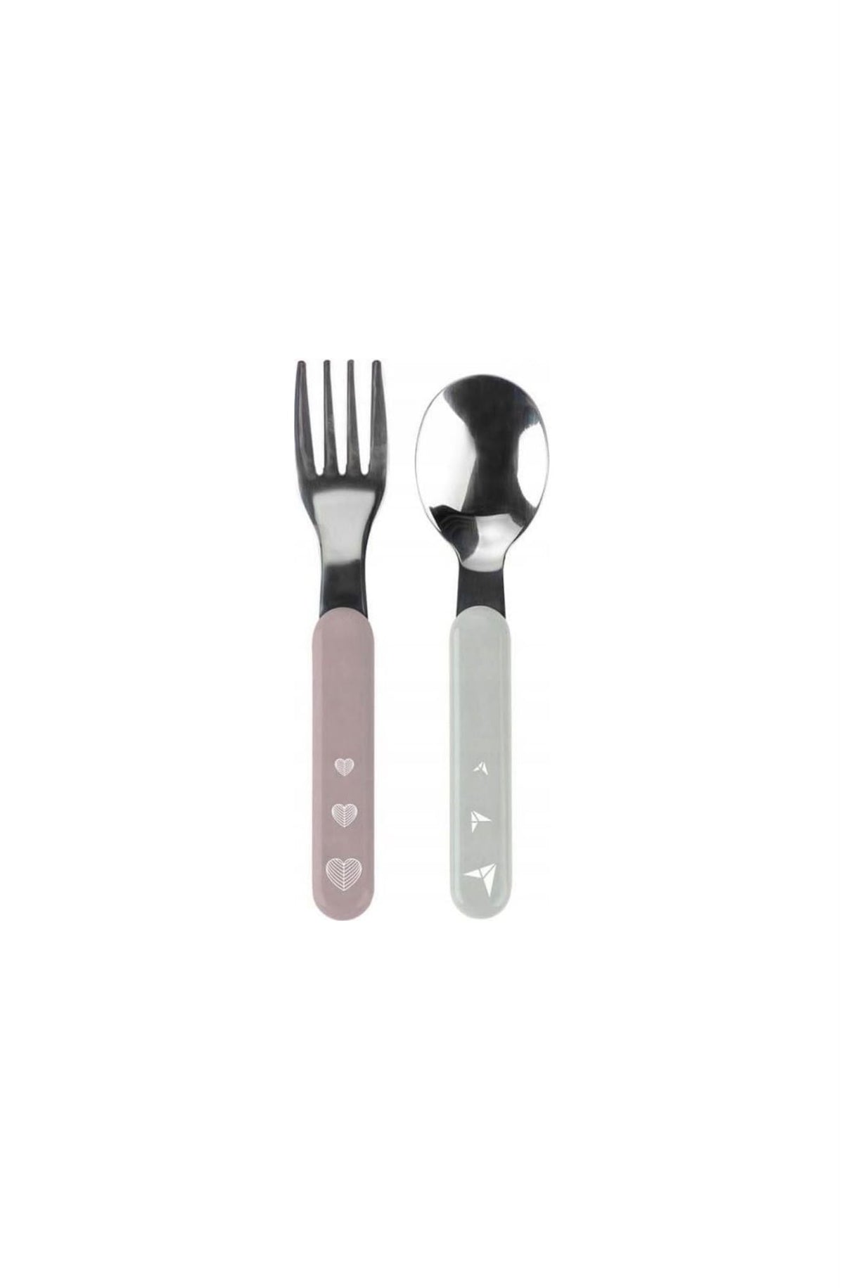BabyOno – Set lugë dhe pirunë metalikë për bebe 12m+