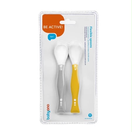 BabyOno – Set me 2 lugë silikoni fleksibël