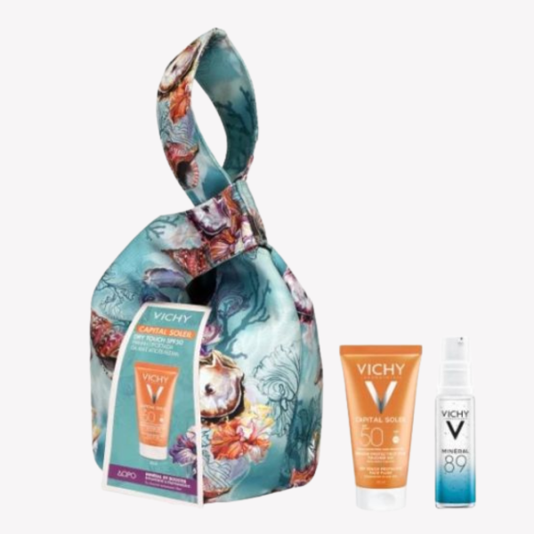 Vichy Set Capital Soleil Dry Touch SPF50 Sunscreen Face Cream for Matte Result 50ml + Gift Mineral 89 Booster 10ml