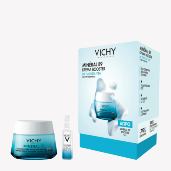 Vichy Mineral 89 Promo with 72h Moisture Boosting Cream Rich 50ml & Free Booster Serum 10ml