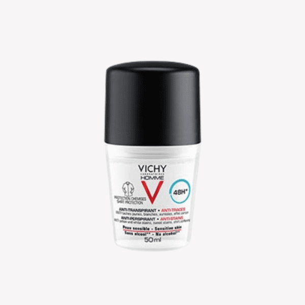 VICHY HOMME transparent 48H Roll ON Black ANTI-STAIN 48H