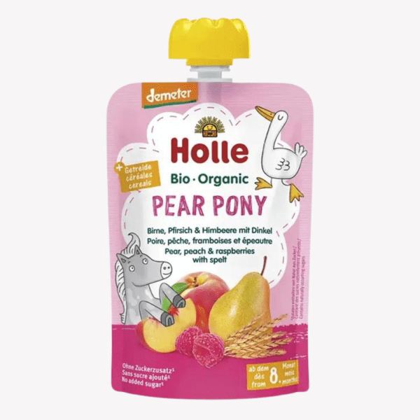 Holle – PEAR PONY – PEAR, PEACH AND RASPBERRIES WITH SPELT