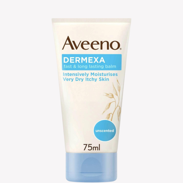 Aveeno dermexa fast long lasting balm intensely moisturises very dry itchy skin 75 ml