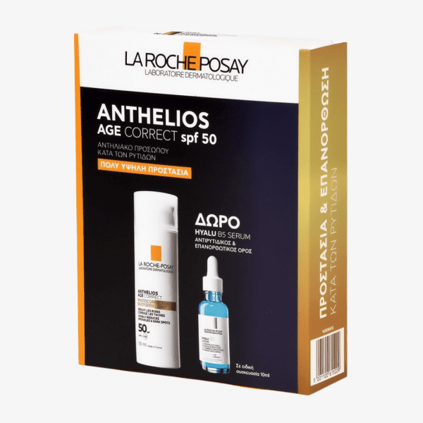 La Roche Posay – Anthelios  Promo Set Anthelios Age Correct SPF50 Sun Cream Against Photoaging 50ml & Gift Hyalu B5 Serum Anti-Wrinkle Serum