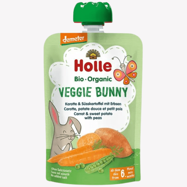 Holle – VEGGIE BUNNY – CARROT AND SWEET POTATOES WITH PEAS