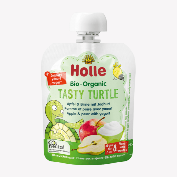 Holle – TASTY TURTLE- POUCH APPLE AND PEAR WITH YOGURT