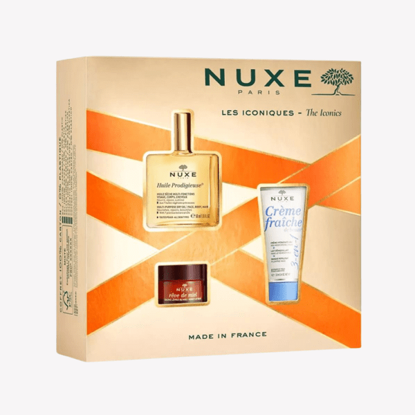 Nuxe PROMO SET The Iconic HP KIT- Huile Seche Multi- Function 50ml + Crème Fraiche de Beauté Creme Riche Hydratante 48h/ 30 ml + Rêve de Miel- Baume Levres 15 gr
