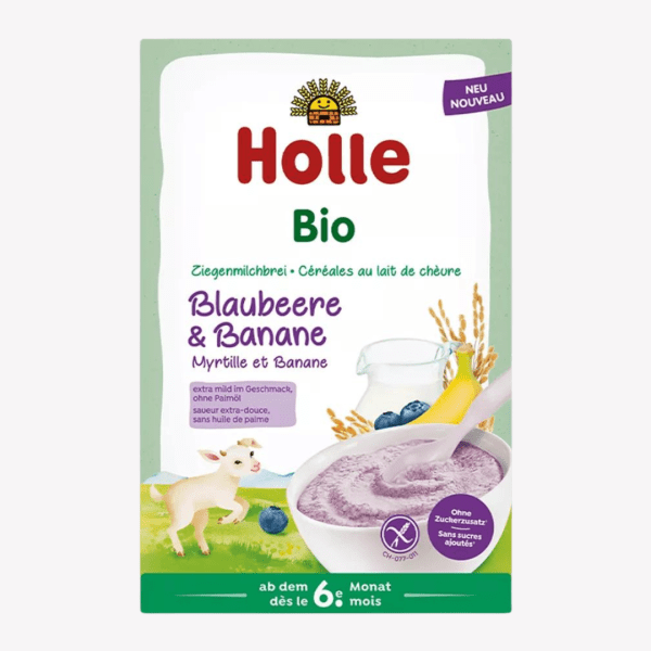 Holle – MILK PORRIDGE BLUEBERRIES AND BANANA WITH GOAT MILK