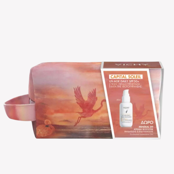Vichy Summer Pouch 24 with Capital Soleil UV-Clear SPF50+, 40ml & Free Mineral 89 Βοοster Cream, 15ml & Toiletry Bag