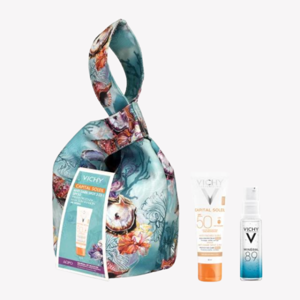 Vichy Set Capital Soleil Anti-Dark Spot 3-in-1 SPF50 Sunscreen Face Cream with Anti-Dark Spot Color 50ml + Gift Mineral 89 Booster 10ml