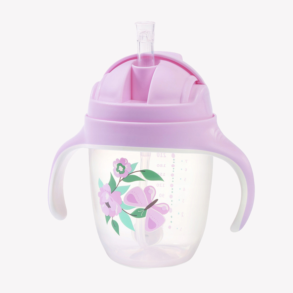 Sippy cup with weighted straw